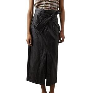 Rails NWT Edem Midi Maxi Skirt Black Faux Crinkle Leather Size XXS Middle Slit